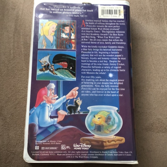 Walt Disney Pinocchio VHS - Picture 5 of 6
